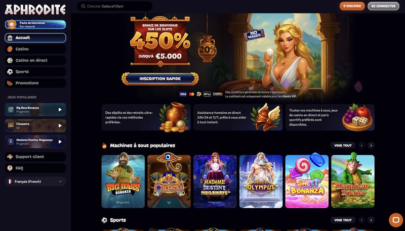 Découvrez les Meilleures Offres et Machines à Sous de l'Aphrodite Casino en